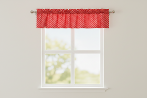 Cotton Window Valance Polka Dots Print 58 Inch Wide / Small Dots - White on Red