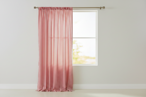 Cotton Curtain Stripe Print 58 Inch Wide / Half Inch Stripe - Red and White