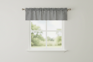 Cotton Window Valance Stripe Print 58 Inch Wide / 1/2 Inch Stripe - Black and White