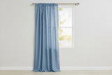 Faux Burlap Texture Polyester Solid Single Curtain Panel 58 Inch Wide - Light Blue