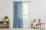 Faux Burlap Texture Polyester Solid Single Curtain Panel 58 Inch Wide - Light Blue