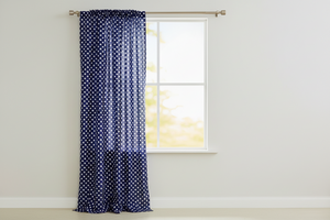 Cotton Curtain Stars Print 58 Inch Wide - Navy