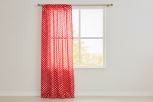 Cotton Curtain Stars Print 58 Inch Wide - Red