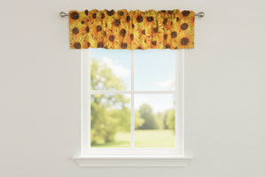 Cotton Window Valance Floral Print 58 Inch Wide - Sunflowers Allover