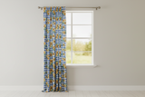 Cotton Curtain Floral Print 58 Inch Wide Sunflower Tavern Checkered - Blue