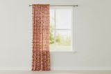Cotton Curtain Floral Print 58 Inch Wide Sunflower Tavern Checkered - Red