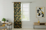 Cotton Curtain Floral Print 58 Inch Wide - Sunflowers on Black