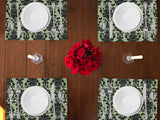 Poplin Damask Floral Dinner Table Placemats Holiday Home Decoration 13" x 19" (Pack of 4)