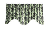 Poplin Damask Floral Scalloped Wave Window Valance 58" Wide / 20" Tall