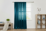 Shiny Satin Solid Single Curtain Panel Drapery 58 Inch Wide - Teal