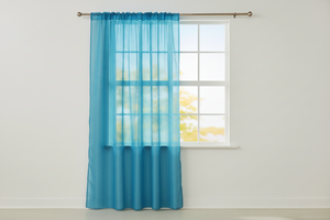 Sheer Tinted Organza Solid Single Curtain Panel 58 Inch Wide - Teal Blue