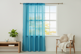 Sheer Tinted Organza Solid Single Curtain Panel 58 Inch Wide - Teal Blue