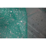 Silver Stars on Sheer Tinted Organza Fabric for Arts, Crafts, & Sewing