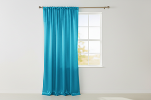 Shiny Satin Solid Single Curtain Panel Drapery 58 Inch Wide - Turquoise