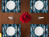 Poplin Damask Floral Dinner Table Placemats Holiday Home Decoration 13" x 19" (Pack of 4)