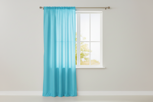 Faux Silk Solid Dupioni Window Curtain 56 Inch Wide - Turquoise