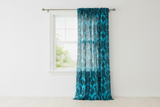 Flocking Damask Taffeta Window Curtain 56 Inch Wide - Turquoise