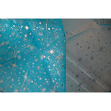 Silver Stars on Sheer Tinted Organza Fabric for Arts, Crafts, & Sewing