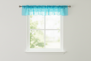 Sheer Organza Window Valance 58" Wide - Solid Turquoise