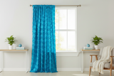 Satin Rosette 3D Pop up Flower Single Curtain Panel 54 Inch Wide - Turquoise