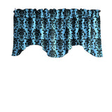 Poplin Damask Floral Scalloped Wave Window Valance 58" Wide / 20" Tall