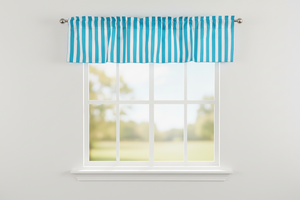 Cotton Window Valance Stripe Print 58 Inch Wide / 1 Inch Stripe - Turquoise
