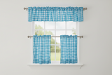 Cotton Gingham Checkered 3 Piece Window Valance Curtain Set (16 Colors)