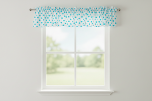 Cotton Window Valance Polka Dots Print 58 Inch Wide - Turquoise on White