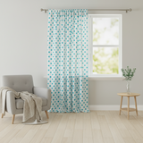 Cotton Curtain Polka Dots Print 58 Inch Wide - Turquoise on White