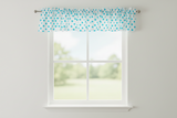 Cotton Window Valance Polka Dots Print 58 Inch Wide - Turquoise on White