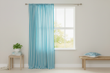 Cotton Curtain Stripe Print 58 Inch Wide / 1 Inch Stripe - Turquoise and White