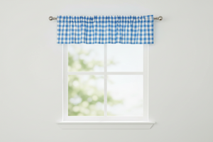 Cotton Gingham Checkered Window Valance 58" Wide - Turquoise