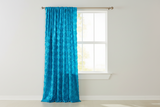 Satin Rosette 3D Pop up Flower Single Curtain Panel 54 Inch Wide - Turquoise