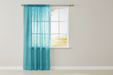 Silver Stars on Sheer Tinted Organza Solid Single Curtain Panel 58 Inch Wide - Turquoise