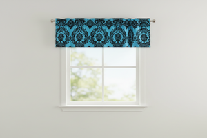 Flocked Damask Window Valance 58" Wide - Turquoise