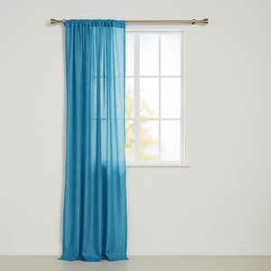 Crinkle Taffeta Crushed Pattern Single Curtain Panel 54 Inch Wide - Turquoise