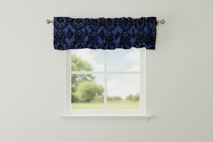 Flocked Damask Window Valance 58" Wide - Navy