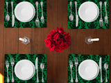 Poplin Damask Floral Dinner Table Placemats Holiday Home Decoration 13" x 19" (Pack of 4)