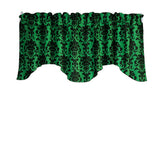 Poplin Damask Floral Scalloped Wave Window Valance 58" Wide / 20" Tall