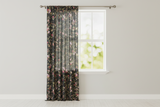 Cotton Curtain Floral Print 58 Inch Wide Vintage Floral Large Roses - Black