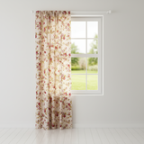 Cotton Curtain Floral Print 58 Inch Wide Vintage Floral Large Roses - Red on White
