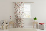 Cotton Curtain Floral Print 58 Inch Wide Vintage Floral Large Roses - Red on White