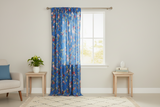 Cotton Curtain Floral Print 58 Inch Wide Vintage Floral Large Roses - Royal Blue