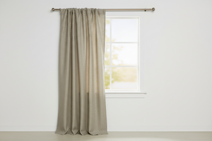 Faux Burlap Texture Polyester Solid Single Curtain Panel 58 Inch Wide - Wheat