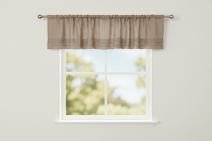 Faux Burlap Window Valance 58" Wide with Pleated Ruffles - Wheat