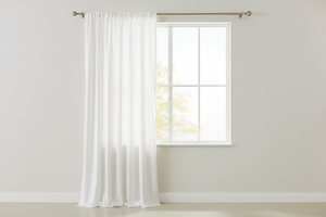 Shiny Satin Solid Single Curtain Panel Drapery 58 Inch Wide - White