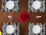 Poplin Damask Floral Dinner Table Placemats Holiday Home Decoration 13" x 19" (Pack of 4)