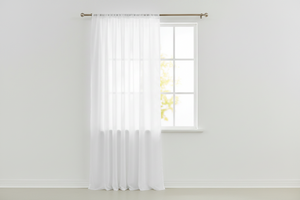 Sheer Tinted Organza Solid Single Curtain Panel 58 Inch Wide - White