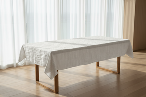 Crinkle Style Crushed Taffeta Tablecloth - White