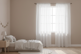 Silver Stars on Sheer Tinted Organza Solid Single Curtain Panel 58 Inch Wide - White